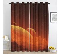 Planet Blackout Curtains, Mountain Space Galaxy Star Cloud Curtain for Bedroom, Living Room Home Decor Window Curtain, Eyelet Thermal Curtains & Drapes 2 Panels 66 x 72 Inch Drape