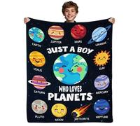 Planet Blanket for Boys Kids, Solar System Gifts for Boy, Just A Boy Who Loves Planets, Planet Gift for Teens, Space Blanket 60" X 80"