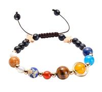 Planet Bracelet Solar System - Universe Galaxy Stone Beaded - Eight Planets Guardian Star Natural Stone Beads - Sun And Moon Bracelet - Adjustable Space Themed Gifts