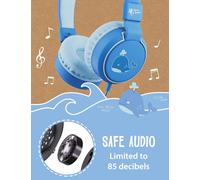 Planet Buddies Kids Headphones, Foldable Wired On Ear Headphones for Kids with Microphone, 85dB Volume Limiter, Cute Whale Kids Earphones for Tablets and Phones, Travel, School & Music