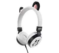 Planet Buddies Kids Headphones, Foldable Wired On Ear Headphones for Kids with Microphone, 85dB Volume Limiter, Cute Panda Kids Earphones for Tablets and Phones, 100% Recycled Plastics