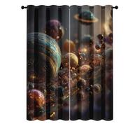 Planet Curtains Eyelet Thermal Insulated Window Drapes, Space Universe Galaxy Blackout Curtains for Bedroom Living Room 66 x 54 Inch Drop 2 Panels