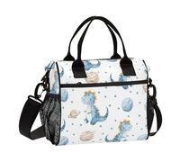 Planet Dinosaur Blue Lunch Bag for Women Men Reusable Insulated Lunch Box for Adult Kids Large Capacity Lunchbox Cooler Bags with Adjustable Strap for Work Office Outdoor Travel