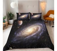 Planet Duvet Cover Set King Size - 220x230cm Space Universe Planet Bedding King Bed Set, Super Soft Microfiber 3D Printed Duvet Cover Aldult Bedding with 2 Pillow Cases