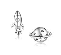 Planet Earrings 925 Sterling Silver Planet Stud Earrings Dainty Rocket Earrings Hypoallergenic Planet Stud Earrings for Women Fashion Asymmetrical Stud Jewelry Earrings