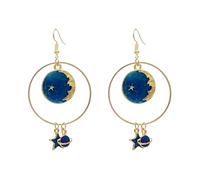 Planet Earrings for Women Creative Handmade Cartoon Rocket Space Ship Astronauts Moon Saturn Dangle Drop Earrings Space Lover Gift Sci-Fi Jewelry, M, Zinc, No Gemstone
