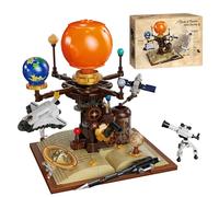 Planet Earth and Moon in Orbit Building Set - 672PCS Solar System Model with Book-Shaped Base, Rotating Astronomical Building Toy, Home Decor for Adult, Gift for Astronomy Enthusiasts, Child 14+