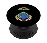 Planet Earth Day Hand World Environment Eco Plant Gift PopSockets PopGrip: Swappable Grip for Phones & Tablets