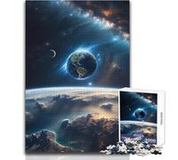 Planet Earth from Space 1000 Piece Teenager Puzzles Logical Fun Educational Activity Unique Gift with Warm Sentiment Size 38x26cm