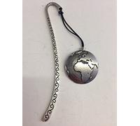 Planet Earth Globe WE-SPEAKR Pattern bookmark with cord 3D English pewter charm