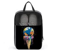 Planet Earth Ice Cream Ball Graffiti Shoe Bag for Travel Daily Use Anti-dust Storage Carrier Golf Shoe Pouch