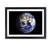 Planet Earth In Space Modern Art Framed Wall Art Print, Ready to Hang Picture for Living Room Bedroom Home Office Décor, Black A3 (46 x 34 cm)