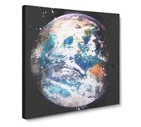 Planet Earth Paint Splash Canvas Print | Gallery Wrapped 30mm Frame Wall Art | 20x20 inches | Ready to Hang | Modern Space Picture | Living Room Bedroom Lounge Office