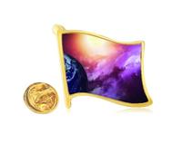 Planet Earth Red Blue Colorful Golden Metal Flag Lapel Pin Badge