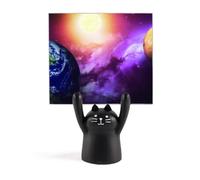 Planet Earth Red Blue Colorful Memo Holder Cartoon Black Cat Stand Decoration