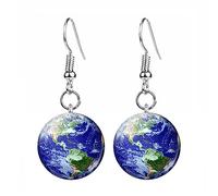 Planet Earth Science Space Themed Earrings Available in Clip-on, Stud & Drop styles. (Drop)