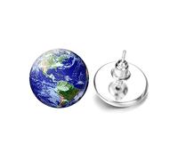 Planet Earth Science Space Themed Earrings Available in Clip-on, Stud & Drop styles. (Stud)