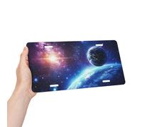 Planet Earth Shines In The Background Aluminum License Plate 6 X 12 Inch Metal Car Novelty Vanity Decoration Front License Plate Cover Car Decor Accessory