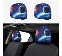 Planet Earth Shines In The Background Car Seat Headrest Protector Car Head Rest Covers 2 Piece Elastic Universal Fit Most Vehicles Auto Interior Accessories For Women Men