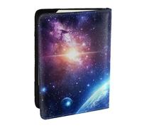 Planet Earth Shines in The Background Printed Passport Holder,Travel Pu Leather Passport Cover Case Organiser for Men Women,6.5 Inch