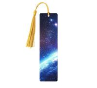 Planet Earth Shines in The Background Unique Double-Sided Artwork Printed Wooden Bookmarks, Artistic Book Accessories Birthday Presents for Men Women Presents for Book Lovers