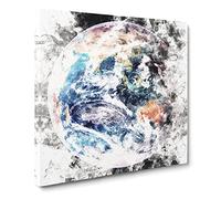 Planet Earth Watercolour Canvas Print | Gallery Wrapped 30mm Frame Wall Art | 20x20 inches | Ready to Hang | Modern Space Picture | Living Room Bedroom Lounge Office