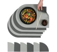 Planet Food | 6 Placemats & Coasters | Grey Reversible Colourway | Stain & Heat Resistant | 6 Place Mats 43cm x 30cm & 6 Coasters 12cm x 12cm | Faux Leather Place Mats | Grey Kitchen Accessories