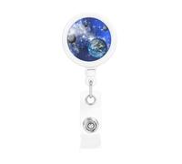 Planet Galaxy Print Retractable Badge Holder with Clip Name Card Holders for Office Worker Doctor Nurse
