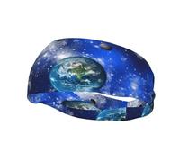 Planet Galaxy Print Sweatbands Sports Headband For Men & Women,For Running Fitness Yoga Cycling,Sweat Wicking Non Slip