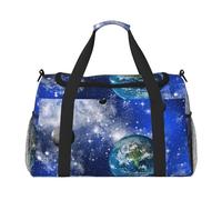Planet Galaxy Print Womens Sports Bags Travel Bag - Gym Tote Bag with Compartment,Duffel Bags for Men,Ladies Holdall,Carry On Weekend Travel Handbags for Women