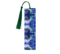 Planet Galaxy Print Wooden Bookmark Bookmarks with Tassels Book Marks for Reading Hardcover Books Notebooks
