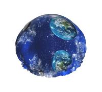 Planet Galaxy Printed Bathing Cap, Dual Layer Hair Protector, Elastic Hair Cover For Washing Face, 10.6in/27cm