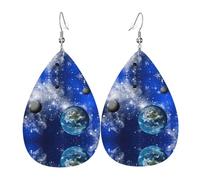 Planet Galaxy Trendy Leather Teardrop Earring Lightweight Bohemian Earrings Set Jewelry Gift For Women Girl
