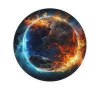 Planet Ice and Fire Mouse Pad with Anti-fray Stitching, Waterproof Gaming Mouse Mat for Men Women Non-Slip Rubber Base Round Computer Mousepad for Office Desk Accessories 8in