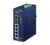 PLANET Network Switch IGS-624HPT Unmanaged Industrial 4-Port 10/100/1000T 802.3AT PoE + 2-Port