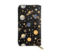 Planet in the Dark Fashionable Leather Long Clutch Wallet for Girls and Women with Multiple Compartments, Black, One Size