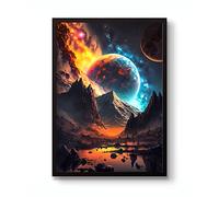 Planet in the Galaxy Landscape Space Art, Sci-Fi Cosmic Poster, Planet Space Wall Art, Cosmos Stars Nebula Print, NASA Home Decor, Gift idea, Archival Matte, A3 (Framed) - 42x29.7cm