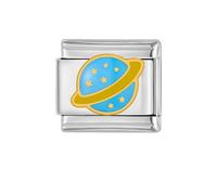 Planet in the Milky Way Stainless Steel 9mm Italian Link Charm Compatible With Nomination Bracelet for Women Men Unisex Enamel Blue Earth Galaxy Charms Statement DIY Bracelets Accessories Jewelry