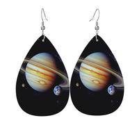 Planet Jupiter Earrings, Lightweight Leather Teardrop Dangle Drop Earrings for Christmas Birthday Gift, Fashion Pendant for Women Jewelry Outfits Accessories