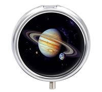 Planet Jupiter Small Pill Box 3 Grids Travel Pill Case Portable Daily Pill Organizer with Anti-Mixing Design Easy to Retrieve Meds for Medication, Vitamin, Supplements
