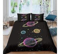 Planet King Duvet Cover Set 3D Printed Colorful Hand-Painted Bedding Set Ultra Soft Microfiber Quilt Cover 220x230 cm for Double Bed with 2 Pillowcases with Zipper A/1727