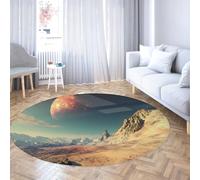 Planet Landscape Nursery Circle Door Mat 180cm - Non Slip Foldable Round Area Rugs for Living Room Bedroom Playroom Under Table Entryway