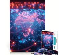 Planet Map in Neon Colors Jigsaw Puzzles for Teenagers 1000 Pieces Wise Think Toy Leisure Fun Clear Cut Wall Art Decor (38x52cm)