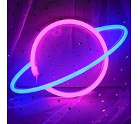 Planet Neon Signs, Cisteen Led Neon Light Sign Powered by Battery or USB, Wall Decor Led Lights Home Decoration Hanging Art Neon Signs for Bedroom,Game Room,Bar,Party,Kids Gift (Blue&Pink)