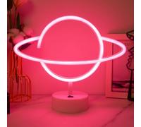 Planet Neon Signs Pink Bedroom Night Light for Christmas Birthday Party Festival Decorations Children Gifts, Powered by Battery/USB