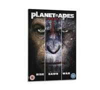 Planet of The Apes Poster Art Print Trilogy Wall Decor Rise Dawn War Artwork for Home Movie Lovers Gift Unique Animal Portrait Modern Cinema Decoration Gift 20x30inch(50x75cm) Framed