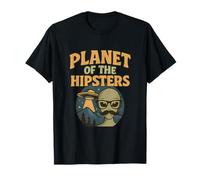 Planet of the Hipsters Retro Alien UFO Graphic Design T-Shirt