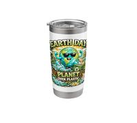 Planet Over Plastic Earth Day Cool Eco Message Stainless Steel Insulated Tumbler