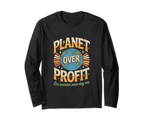 Planet Over Profit Earth Awareness - Eco Warrior Statement Long Sleeve T-Shirt
