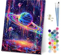 Planet Paint by Numbers for Adults With Frame, Paint by Numbers Abstract, Easy Diy Oil Painting Kits on Canvas with Brushes, Hobbies for Women, Painting for Home Wall Decor Gifts 12x16 inch P-2101